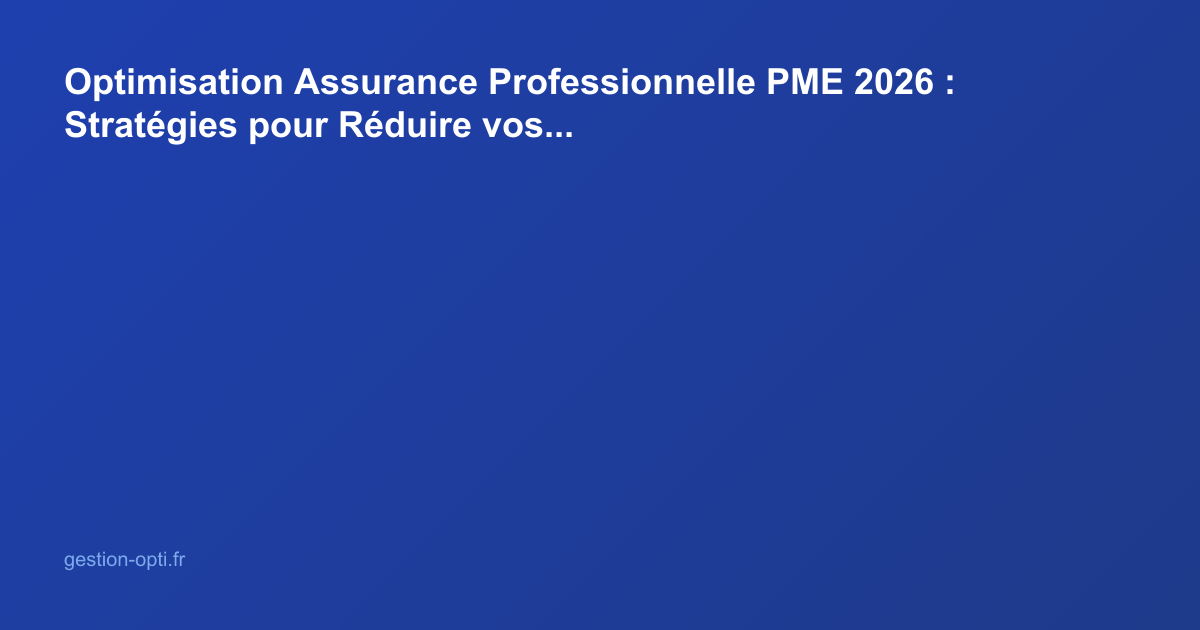Optimisation Assurance Professionnelle PME 2026 : Stratégies pour Réduire vos Primes de 30%