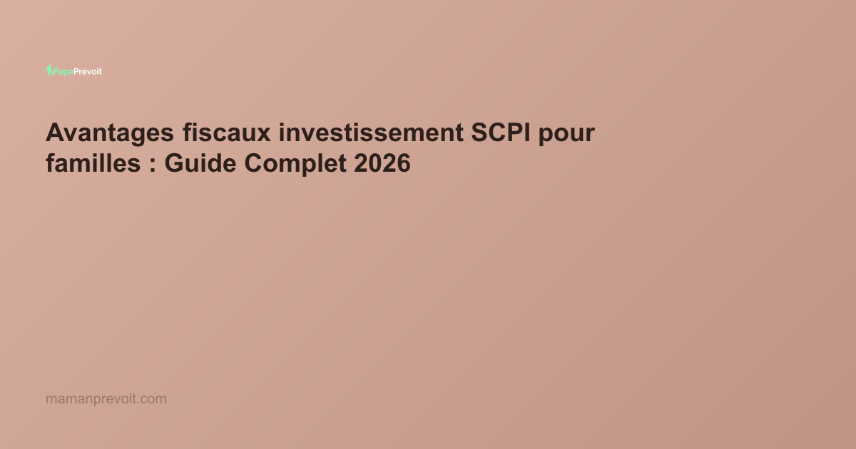 Avantages fiscaux investissement SCPI pour familles : Guide Complet 2026