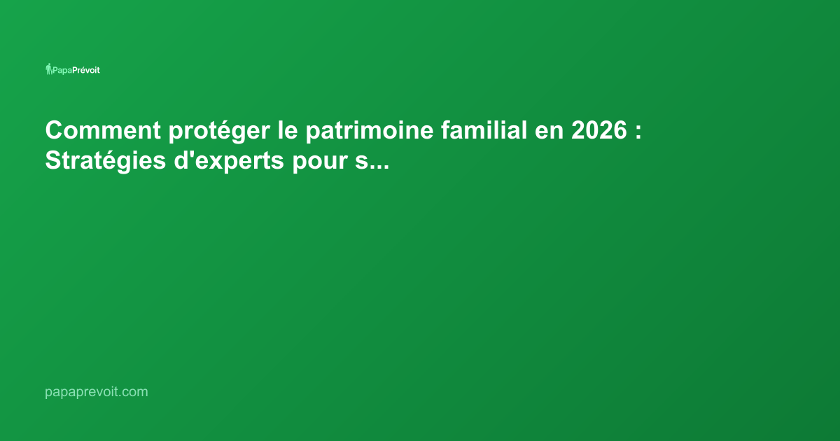 Comment protéger le patrimoine familial en 2026 : Stratégies d'experts pour sécuriser vos actifs